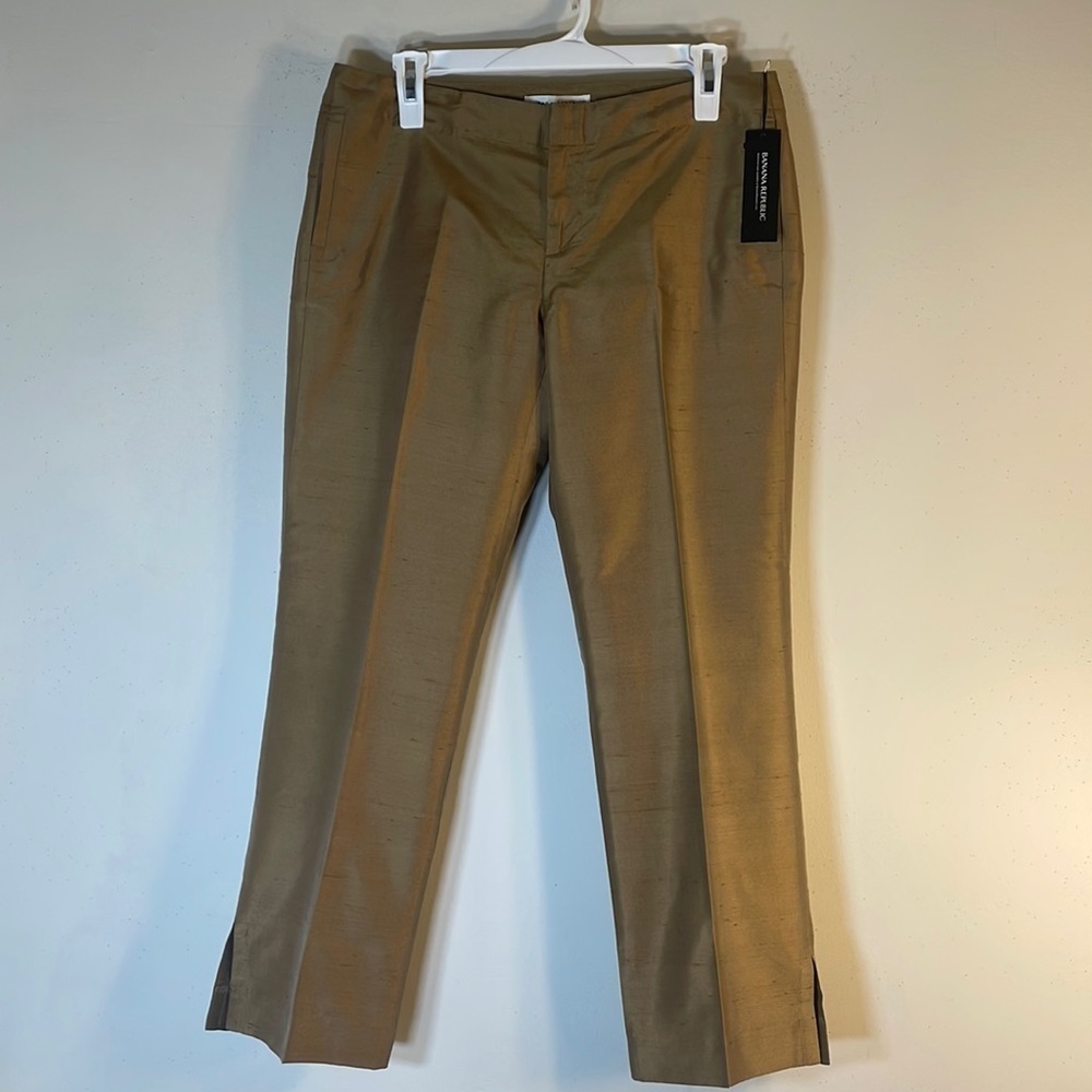 Banana Republic 100% Silk Satin 2-Layer Trousers with Side Split. 4. NWT.